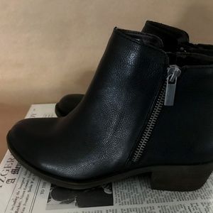 Kensie Black Leather Ankle Boots